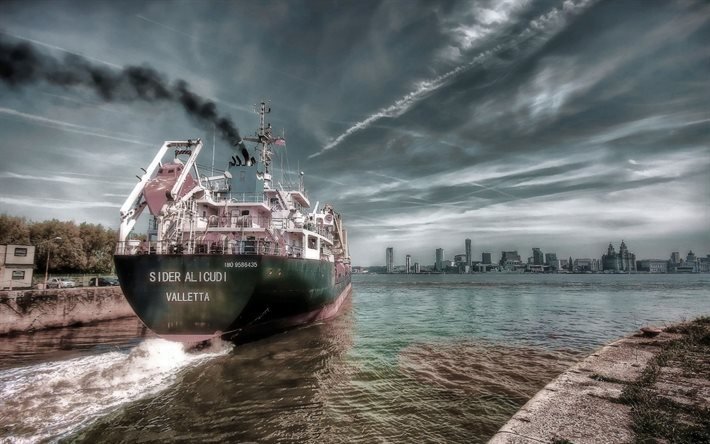 liverpool, a bulk carrier, gloomy morning, cargo ship, sider alicudi