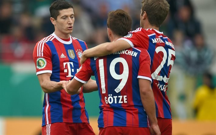 Thomas Muller, Robert Lewandowski, Mario Gotze, Bayern M&#252;nchen, jalkapallo, Bundesliiga