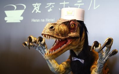 hotel, roboter-empfangsdame, roboter-raptor, japan