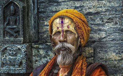 ascetic, male, yogi, india, sadhu