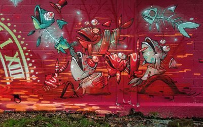 rue, mur, graffiti