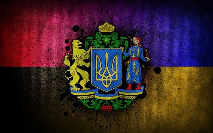 les symboles de l&#39;ukraine, drapeau de l&#39;upa, drapeau de l&#39;ukraine, enseigne de vaisseau de l&#39;upa