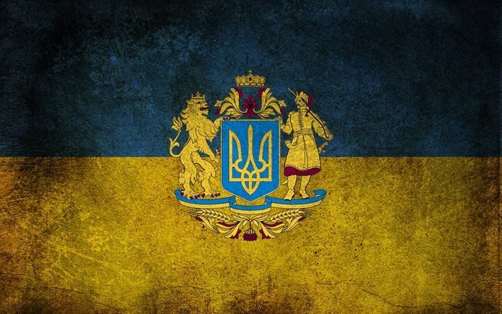 l&#39;ukraine, drapeau de l&#39;ukraine, le drapeau ukrainien, les armoiries de l&#39;