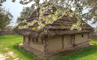 old hut, ukraine, adobes, strikha, straw, ukrainian village, house