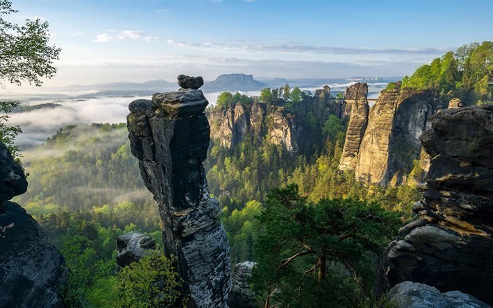 岩, 山の風景, 山々, 森林, ドイツ