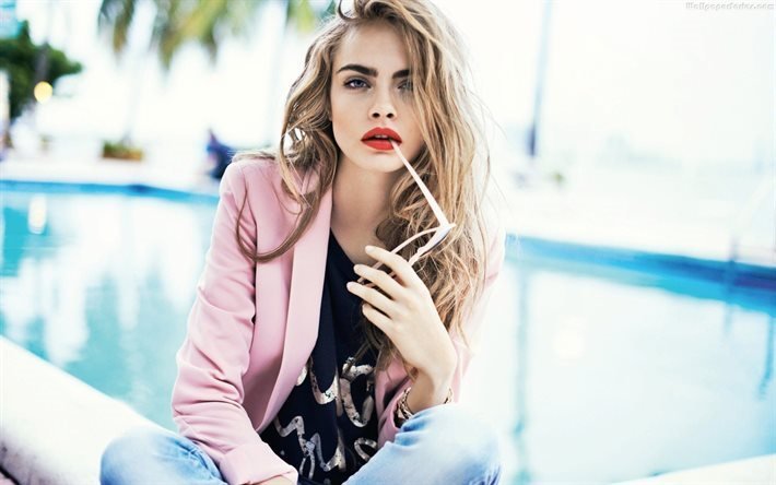 cara delevingne, pink jacket, makeup, portrait, beautiful girls