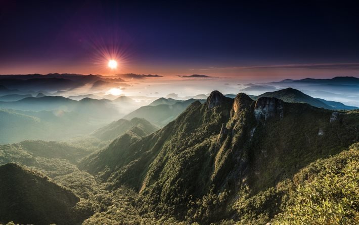 vuoret, sunset, panorama, mountain maisema, vuorijono