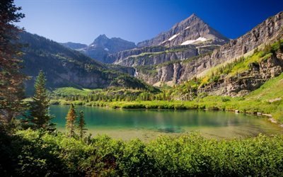 montanhas, lago de montanha, ver&#227;o, rochas, gori