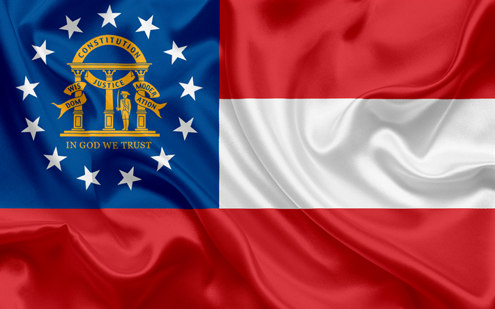 Flag of Georgia State, flags of States, USA, state Georgia, silk