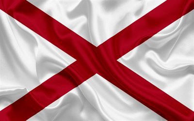 Alabama Bandeira, bandeiras dos Estados, bandeira do Estado do Alabama, EUA, estado do Alabama, seda