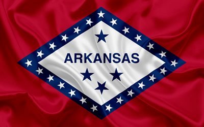 Arkansas Flag, flags of States, flag State of Arkansas, USA, state Arkansas, Red silk
