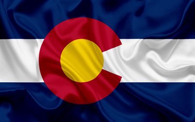 Colorado Flag, flags of States, flag State of Colorado, USA, state Colorado, Blue silk