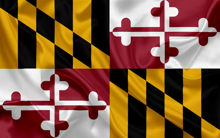 Maryland Bandeira, bandeiras dos Estados, bandeira do Estado de Maryland, EUA, estado de Maryland, seda bandeira