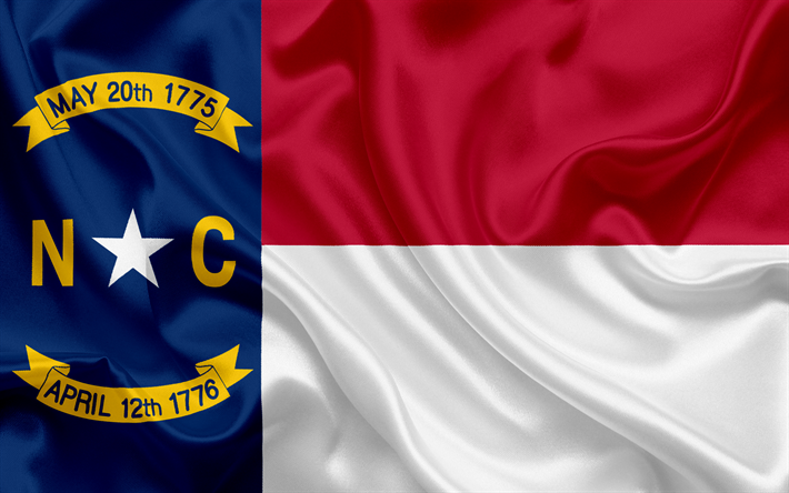 Carolina del nord, Bandiera, bandiere degli Stati, dello Stato di bandiera della Carolina del Nord, USA, stato del North Carolina, seta bandiera