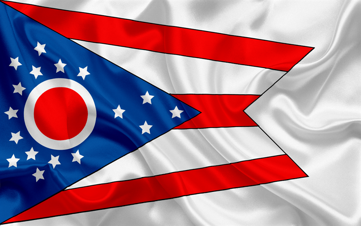 Ohio Devlet Bayrağı, devlet bayrakları, Ohio, ABD, Eyalet Ohio Devlet bayrağı, ipek bayrak