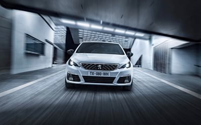 Peugeot 308 de 2017, los coches, hatchback, blanco 308, los coches franceses, Peugeot