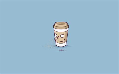 kaffe kopp, minimal, bl&#229; bakgrund, kaffe