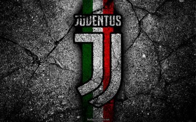 Juventus, stone texture, new logo, Serie A, art, new Juventus logo, juve, soccer