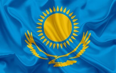 Kazakh flag, Kazakhstan, Asia, flag of Kazakhstan, silk flag