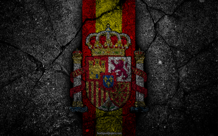 stemma di Spagna, lo stemma spagnolo, grunge, bandiera della Spagna, l&#39;arte, il simbolismo di Spagna