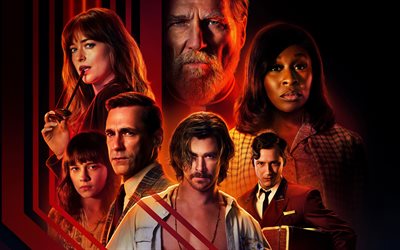 Bad Times at the El Royale, 2018, 4k, poster, all actors, characters, American thriller, promo, Chris Hemsworth, Dakota Johnson, Jeff Bridges, Jon Hamm