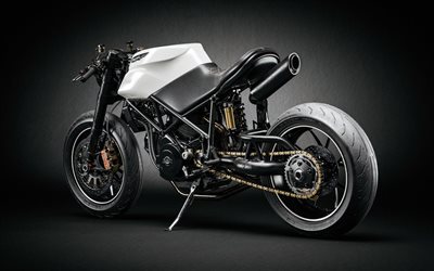 A Ducati Personalizado, Caf&#233; Lutador, vis&#227;o traseira, luxo motocicleta, O desportivo italiano de motos, Ducati