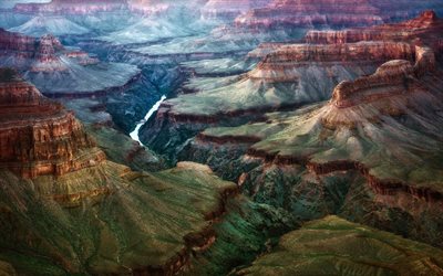 Grand Canyon, mountains, river, valley, Arizona, aerican landmarks, USA, America
