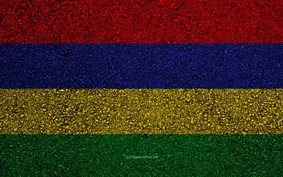 Flag of Mauritius, asphalt texture, flag on asphalt, Mauritius flag, Africa, Mauritius, flags of African countries