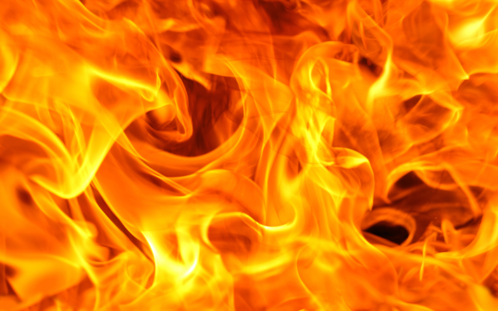 4k, orange flames, bonfire, fire flames, macro, orange fire texture, orange fire background