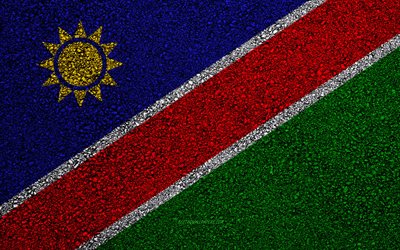 Flaggan i Namibia, asfalt konsistens, flaggan p&#229; asfalt, Namibia flagga, Afrika, Namibia, flaggor i Afrikanska l&#228;nder