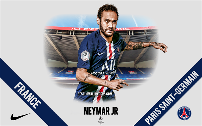 Neymar Jr, PSG, portrait, Brazilian footballer, striker, Paris Saint-Germain, Ligue 1, France, PSG footballers 2020, football, Parc des Princes, Neymar