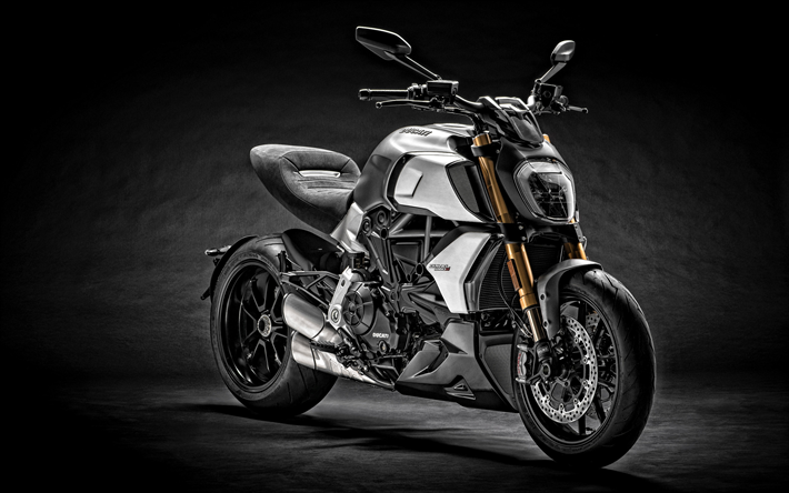 2019, Ducati Diavel 1260S, dış, havalı motosiklet, yeni beyaz gri Diavel 1260S, İtalyan motosiklet, Ducati