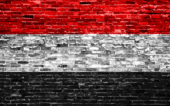 4k, Yemen flag, bricks texture, Asia, national symbols, Flag of Yemen, brickwall, Yemen 3D flag, Asian countries, Yemen