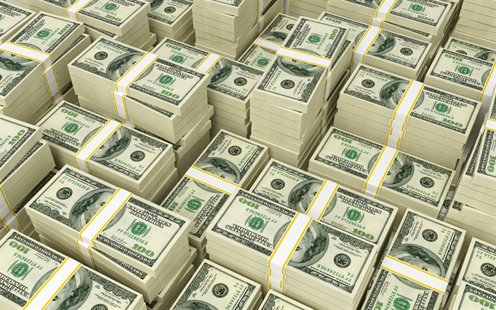 berg av pengar, mountain dollar, 3d f&#246;rpackningar dollar, 3d amerikanska dollar, 3d-pengar bakgrund, h&#246;gar av pengar, finansiering begrepp