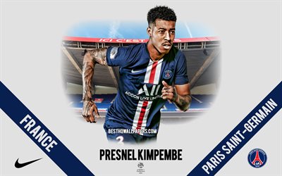 Presnel Kimpembe, PSG, portrait, French footballer, defender, Paris Saint-Germain, Ligue 1, France, PSG footballers 2020, football, Parc des Princes