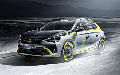 Opel Corsa-e Rally, 2020, vista frontale, esterno, due volumi, rally, elettrico, auto, tuning Corsa, auto tedesche, Opel