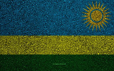 flagge von ruanda, asphalt textur, die flagge auf asphalt, ruanda flagge, afrika, ruanda, flaggen der afrikanischen l&#228;nder