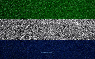 Afrika &#252;lkeleri Sierra Leone bayrağı, asfalt doku, asfalt bayrağı, Sierra Leone bayrağı, Afrika, Sierra Leone, bayraklar