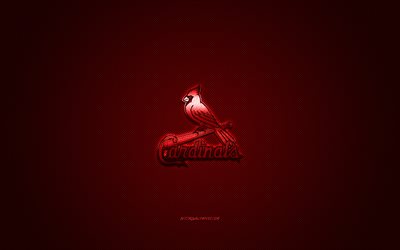 St Louis Cardinals, Amerikansk baseball club, MLB, r&#246;d logo, red kolfiber bakgrund, baseball, St Louis, Missouri, USA, Major League Baseball, St Louis Cardinals logotyp