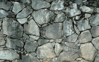 gris mur de pierre, close-up, de pierre, de textures, de gris grunge fond, macro, le gris des pierres, des pierres d&#39;origines, de gris, de milieux, de pierre grise
