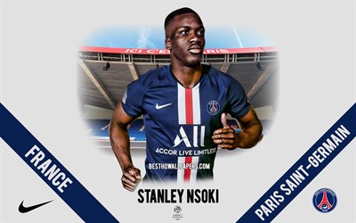 Stanley Nsoki, PSG, portr&#228;tt, Franska fotbollsspelare, f&#246;rsvarare, Paris Saint-Germain, Liga 1, Frankrike, PSG fotbollsspelare 2020, fotboll, Parc des Princes