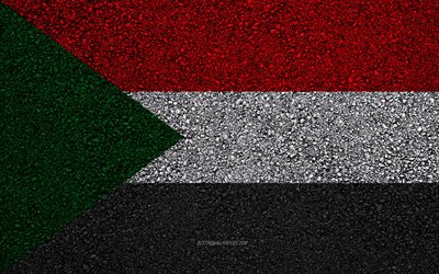 Flag of Sudan, asphalt texture, flag on asphalt, Sudan flag, Africa, Sudan, flags of African countries