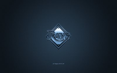 Tampa Bay Rays, American club di baseball, MLB, logo blu, blu in fibra di carbonio sfondo, baseball, Florida, USA, Major League di Baseball, Tampa Bay Rays logo