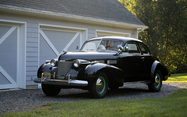cadillac sixty-two coupe, 1940, schwarz-retro-coupe, oldtimer, retro autos, cadillac