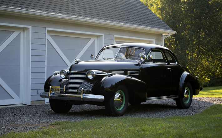 キャデラック六十二つのクーペ, 1940, 黒レトロクーペ, クラシック車, レトロ車, キャデラック