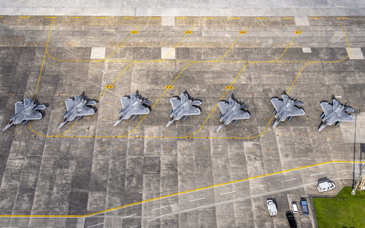 Lockheed Martin F-22 Raptor, American fighters, military airfield, F-22, US Air Force, Japan, USAF