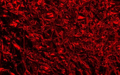 rote folie textur, 4k, makro, rote hintergr&#252;nde, folie texturen, zerknitterte rote folie, folie, hintergrund