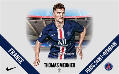 Thomas Meunier, PSG, portrait, Belgian footballer, defender, Paris Saint-Germain, Ligue 1, France, PSG footballers 2020, football, Parc des Princes