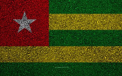 Bandiera del Togo, asfalto, trama, bandiera su asfalto, bandiera del Togo, in Africa, il Togo, le bandiere dei paesi Africani