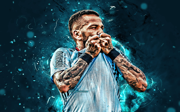 Dani Alves, 2019, SPFC, brasileira de futebol, S&#227;o Paulo FC, futebol, Daniel Alves da Silva, a arte abstrata, Brasileiro Serie A, luzes de neon, Brasil